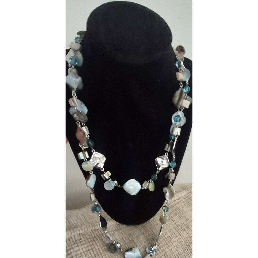 Lia Sophia Ocean Air Necklace  Genuine Abalone & Mother of Pearl 44" With 4" Ext